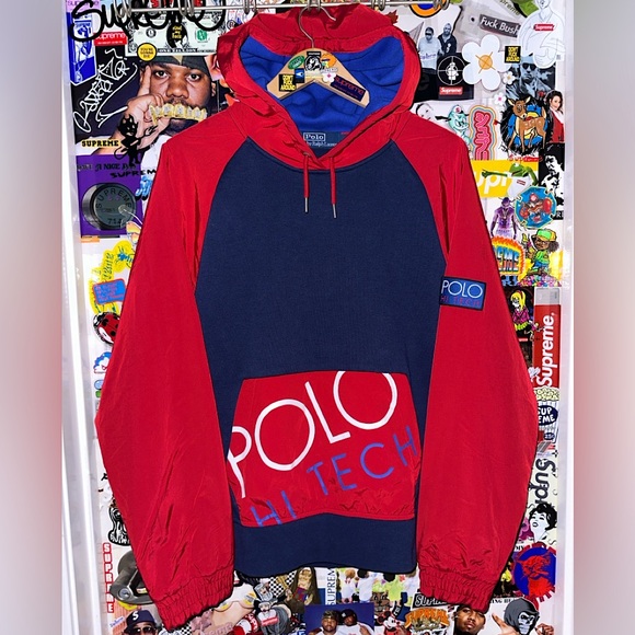 Polo Ralph Lauren HI TECH Pullover Hoodie Size Medium Worn Once P Wing Stadium - Picture 1 of 6